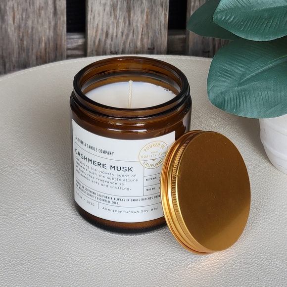 leoben Other - Cashmere Musk Candle - Leoben Company Brown Glass Jar Gold Lid